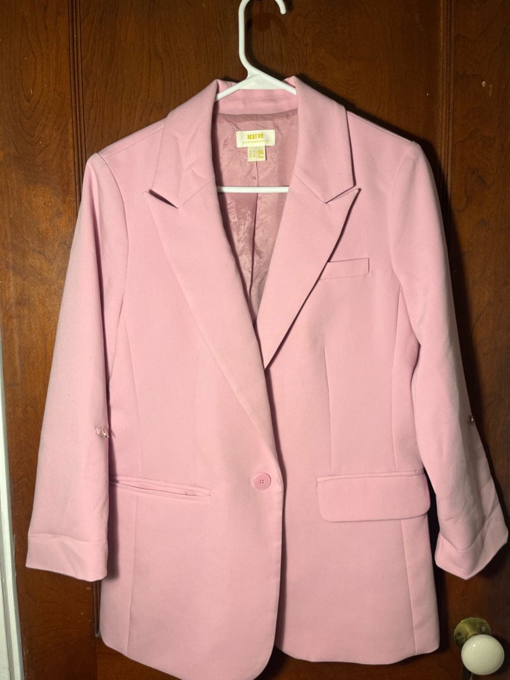 Anthropologie Pastel Pink Single-Button Tailored Blazer